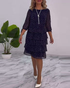 Blanche - Polka Tiered Dress With Tie-Slit Sleeves