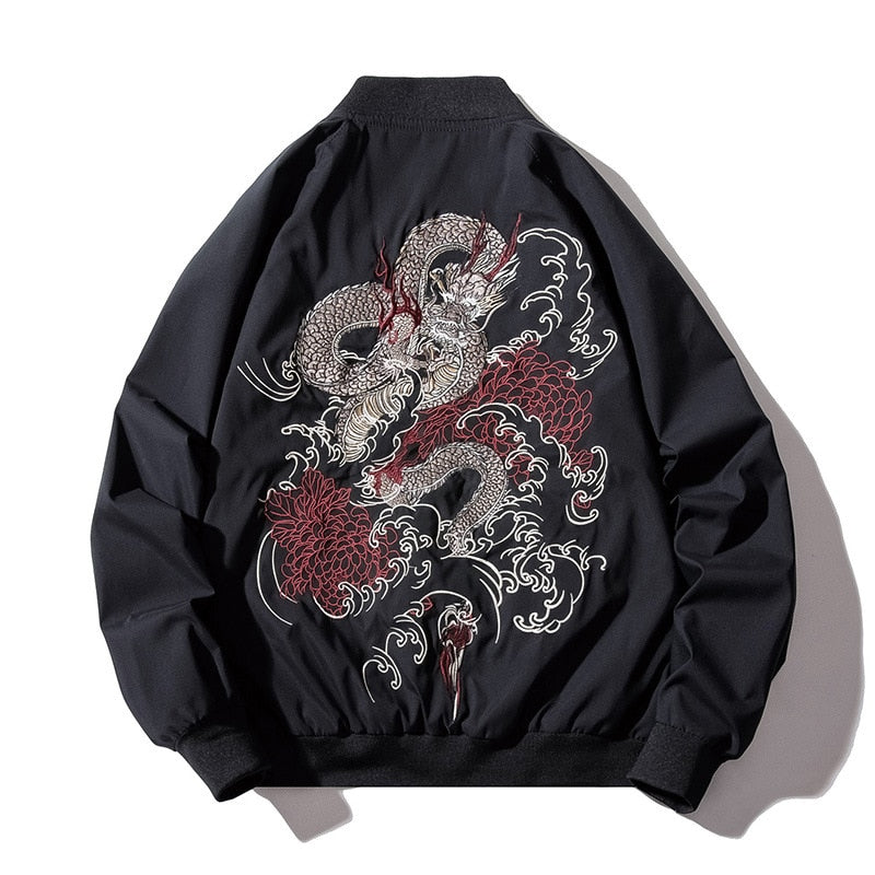 WLS Dragon Embroidered Pilot Bomber Jacket