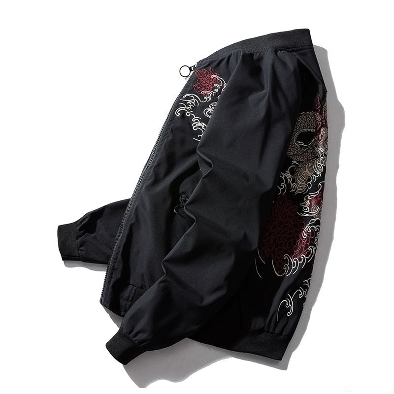 WLS Dragon Embroidered Pilot Bomber Jacket