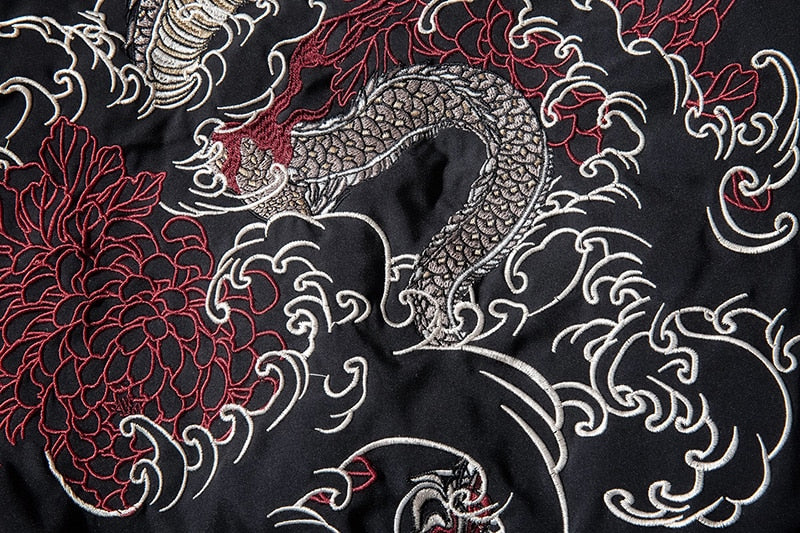 WLS Dragon Embroidered Pilot Bomber Jacket