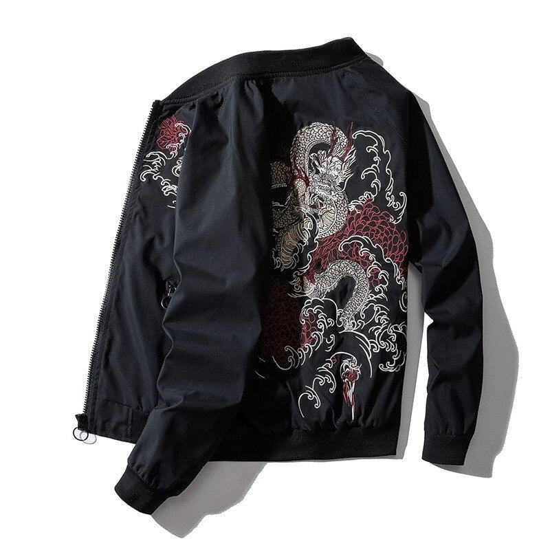 WLS Dragon Embroidered Pilot Bomber Jacket