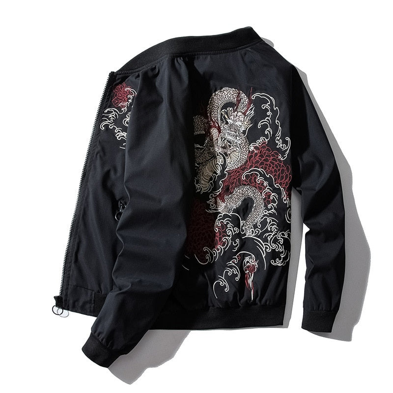 WLS Dragon Embroidered Pilot Bomber Jacket