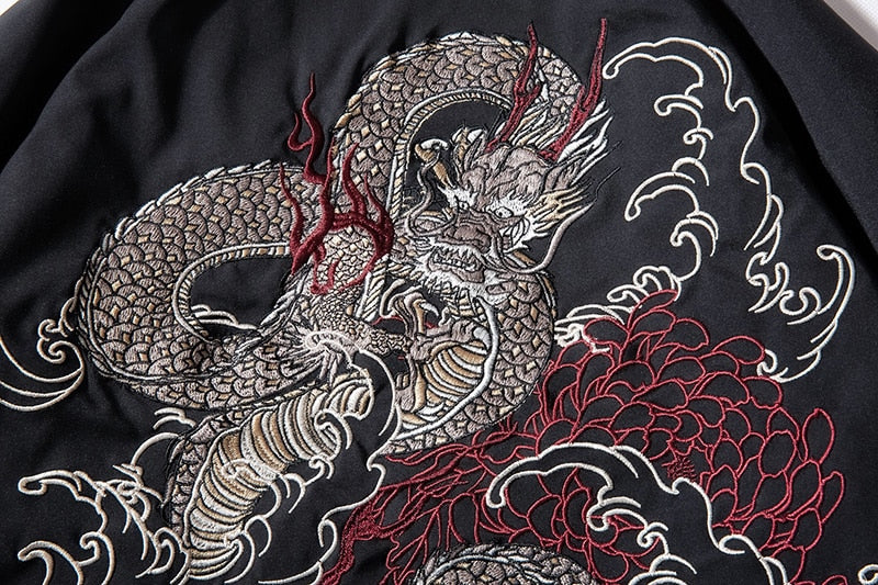 WLS Dragon Embroidered Pilot Bomber Jacket