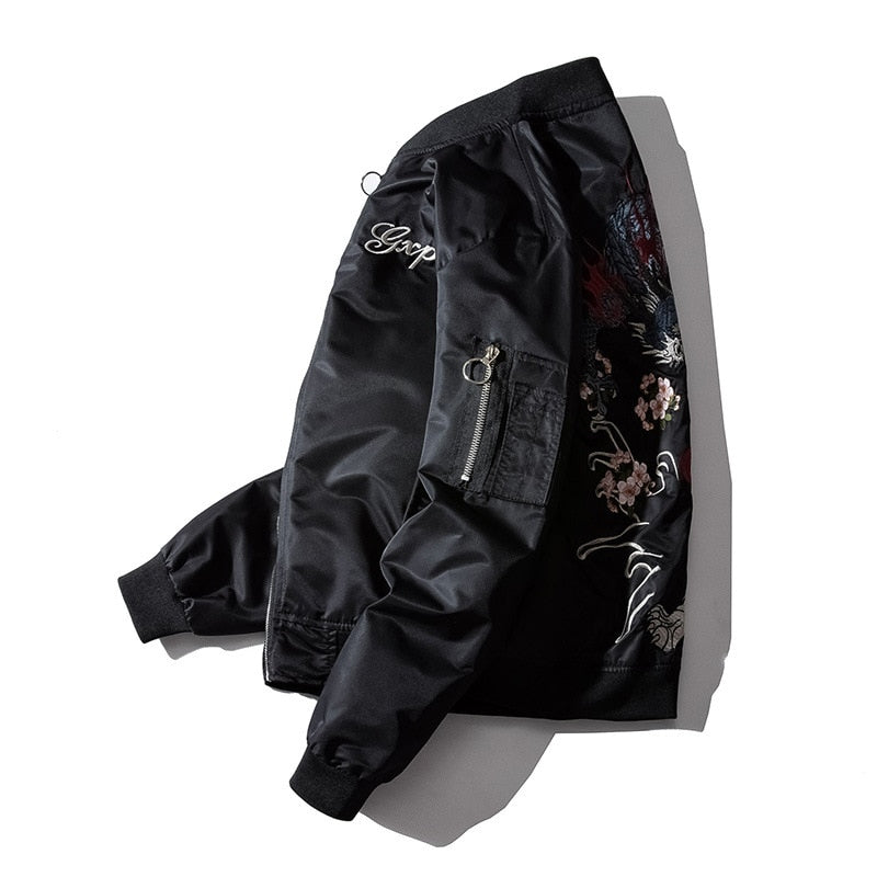 WLS Embroidered Azure Dragon VS White Tiger Bomber Jacket