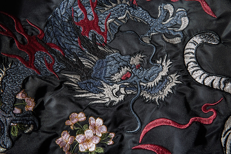 WLS Embroidered Azure Dragon VS White Tiger Bomber Jacket