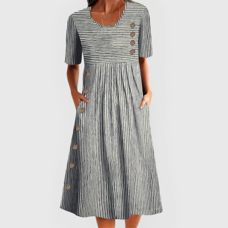Mary - Comfortable Striped Midi Dress