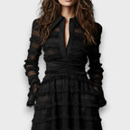 Noelle | Sheer Fringe Midi Dress