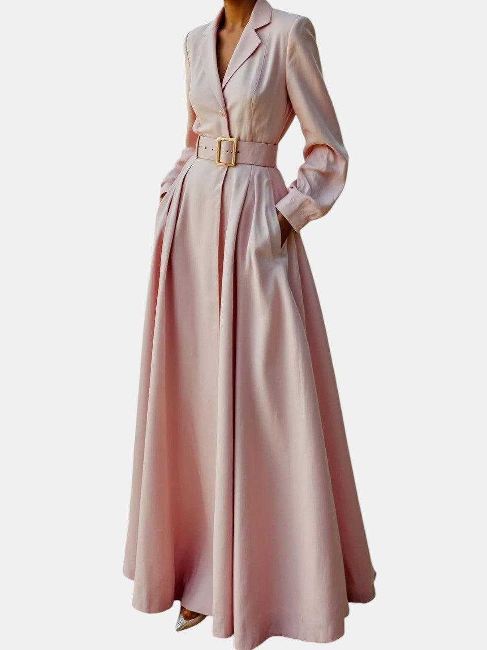 Ceryth | Elegant Pleated Blazer Midi Dress