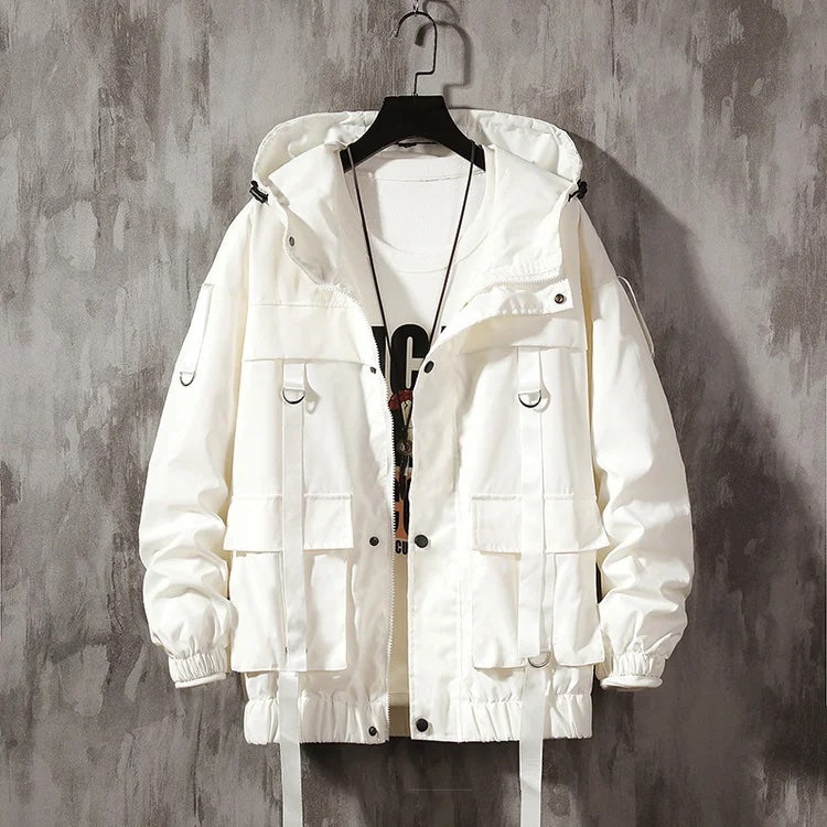 WLS Function Ribbon Multi-pocket Hooded Jacket