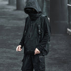 WLS Dark Combat Multi Pockets Hooded Vest Jacket